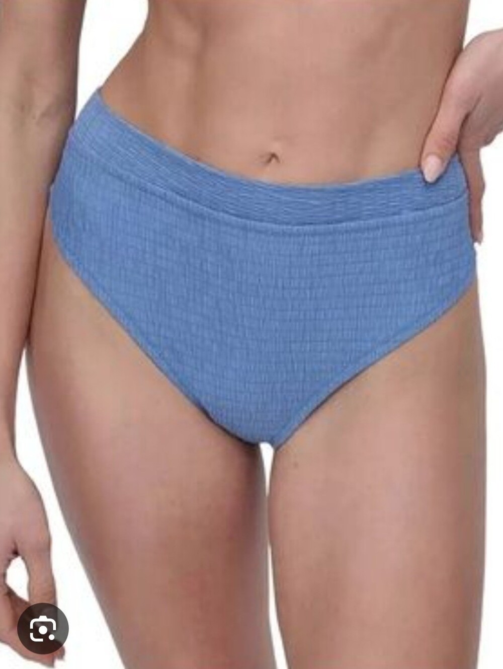 DKNY Light Blue High-Rise Ribbed Swim bottom, NWT